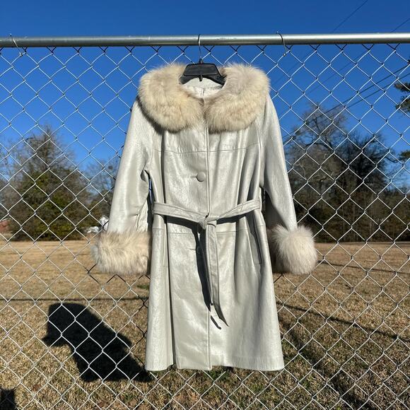 Vintage Genuine Leather Silver Coat